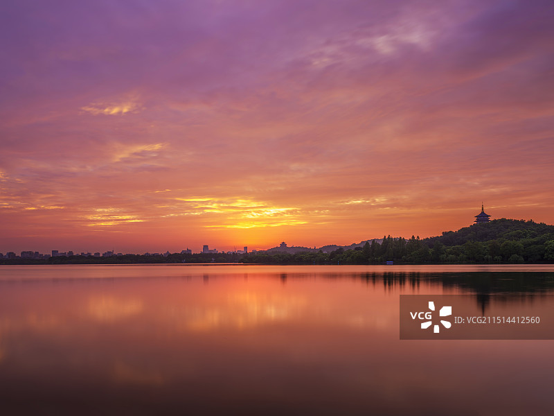 杭州西湖苏堤·朝霞图片素材