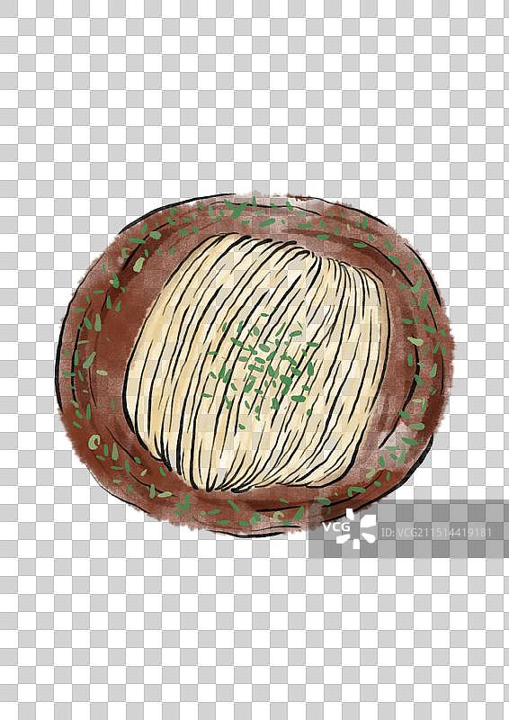 国潮风无锡美食插画元素-银丝面图片素材