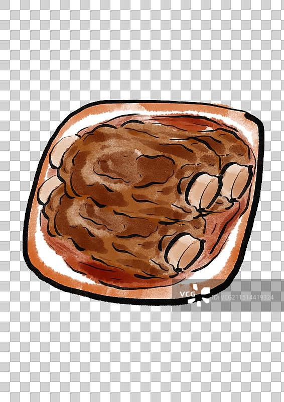 国潮风无锡美食插画元素-酱排骨图片素材