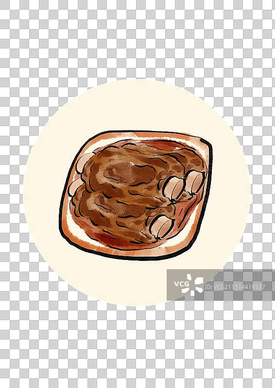 国潮风无锡美食插画元素-酱排骨图片素材