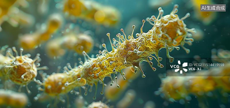 【AI数字艺术】病毒 细菌 生物医药科技背景图图片素材