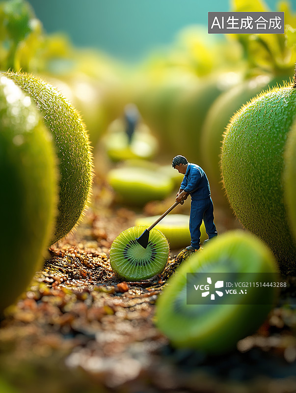 【AI数字艺术】微距 农民与猕猴桃图片素材