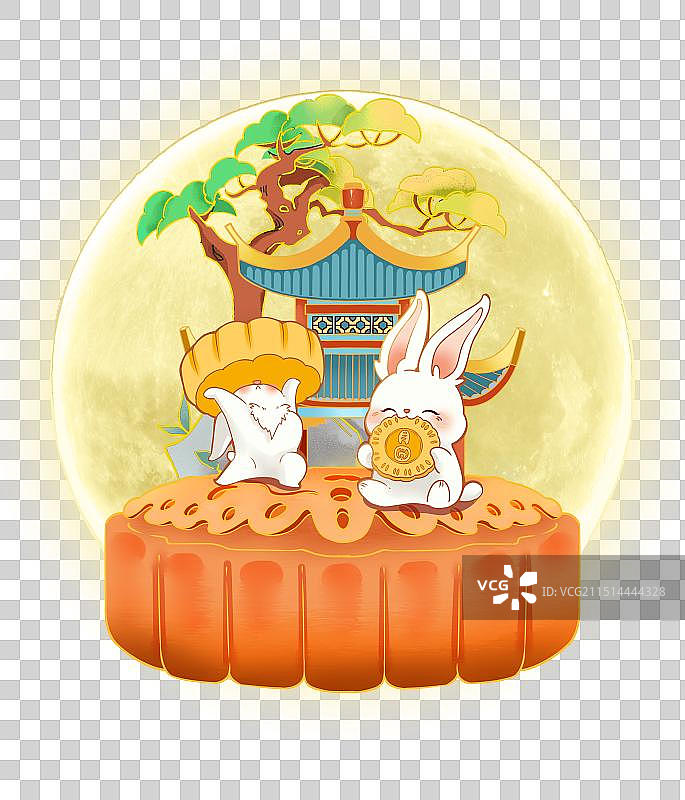 中秋节月饼月亮手绘元素图片素材