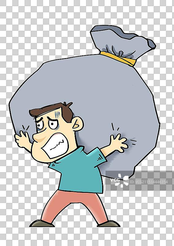 努力扛着包袱的男人卡通元素图片素材