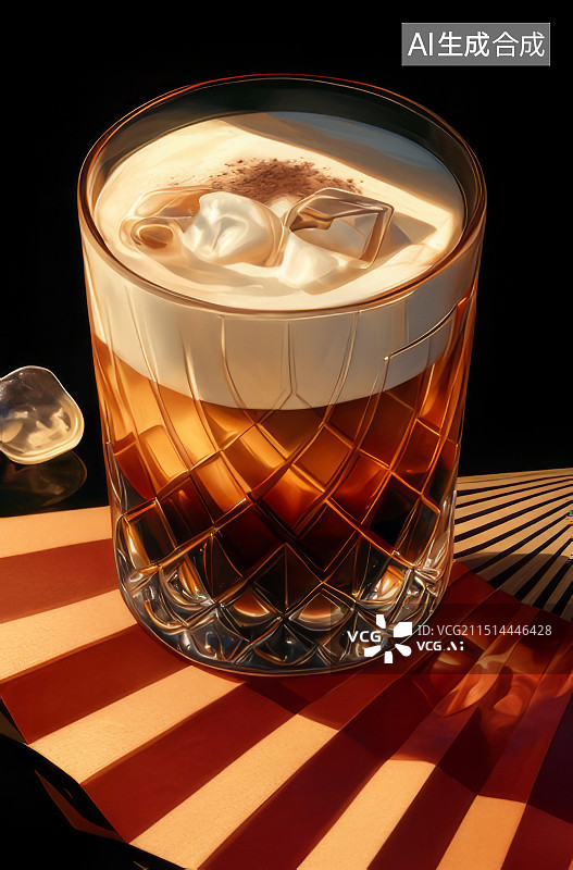 【AI数字艺术】中式折扇背景咖啡图片素材
