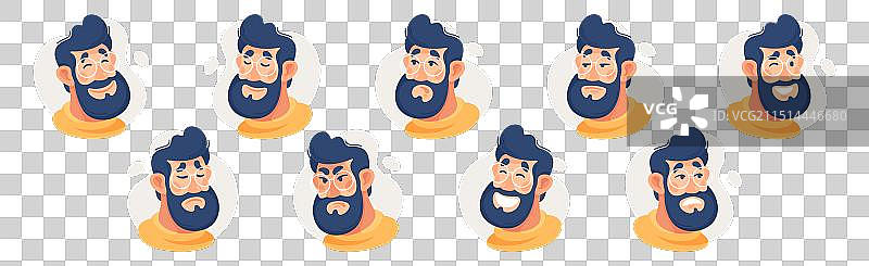 戴眼镜留胡子的男人展现不同情绪图片素材