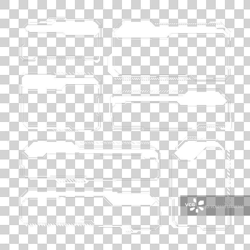 白色未来科技HUD UI用户界面元素图片素材