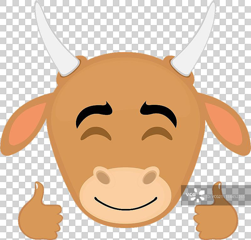 奶牛头像：竖起大拇指图片素材