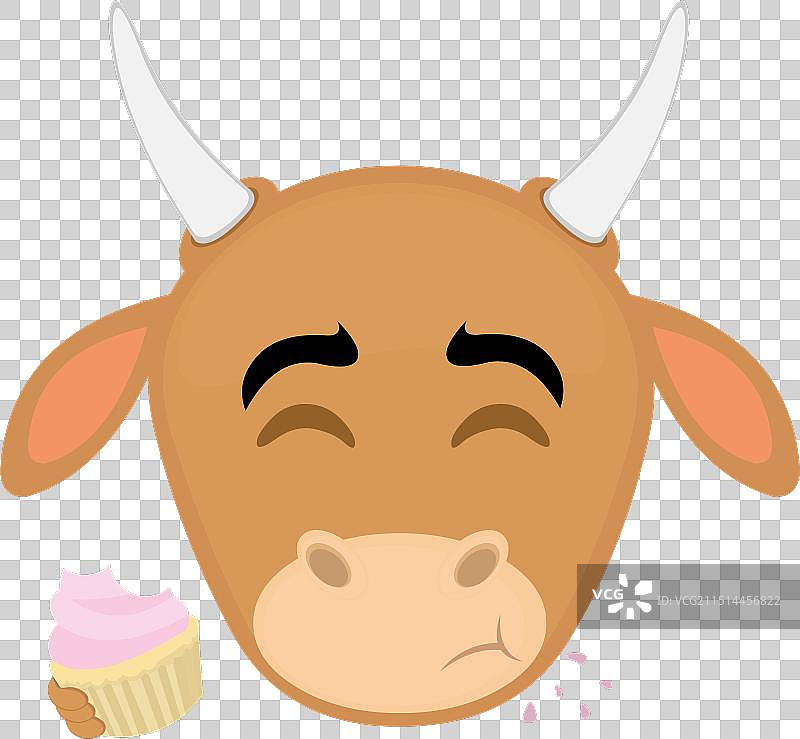 奶牛吃纸杯蛋糕图片素材