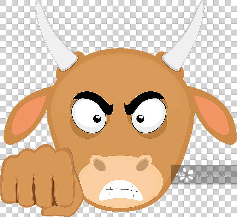 愤怒的奶牛头像碰拳图片素材