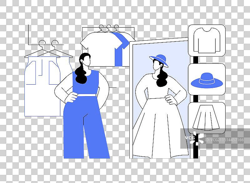 虚拟试衣间卡通插画图片素材