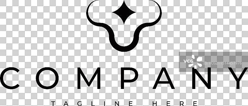 极简时尚风牛头星星标志设计图片素材