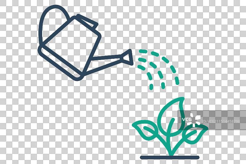 浇水图标，带植物图标的浇水壶图片素材