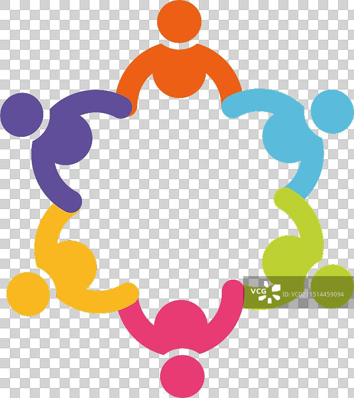 圆形徽章中积极向上的人们图片素材