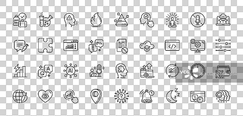 网络瑜伽播客月亮线性图标包图片素材