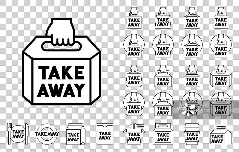 外卖线条图标合集图片素材