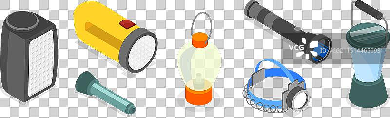 2.5D扁平风格手电筒套装图片素材