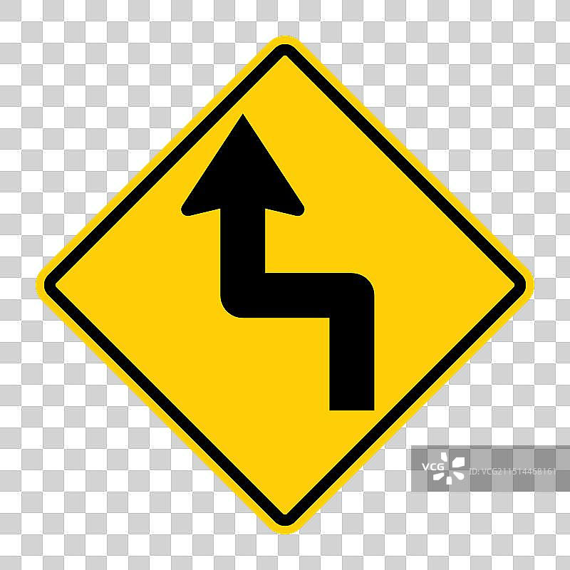 向左急转弯警告路标图片素材