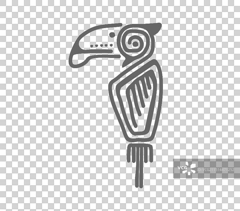 巨嘴鸟或鹦鹉玛雅阿兹特克图腾符号图片素材