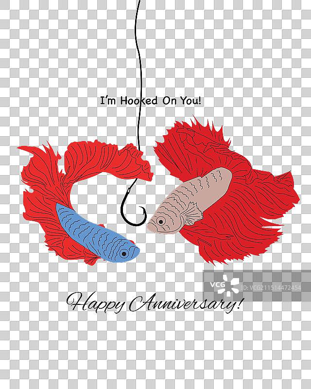 周年纪念卡片与双鱼钩图片素材