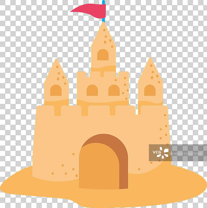 带有塔楼和旗帜的沙堡图片素材