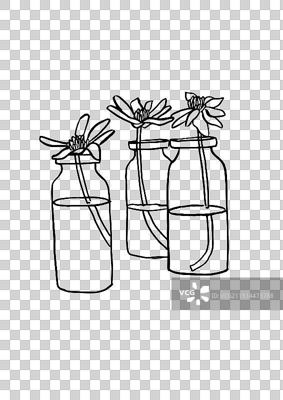 水墨速写雏菊与甘菊花图片素材