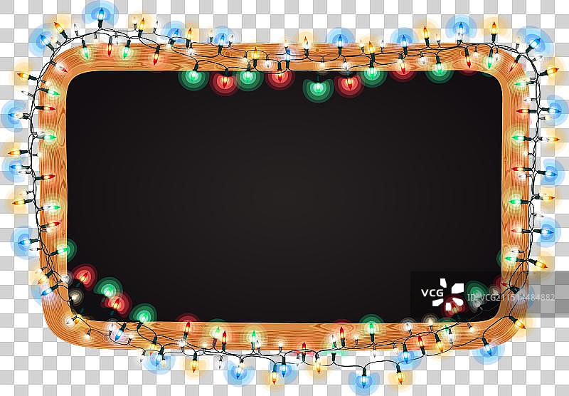 带灯的圣诞黑板banner图片素材