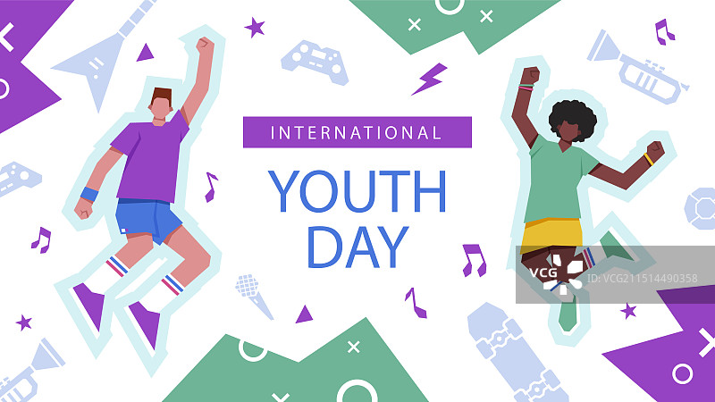 扁平风国际青年日Twitch背景图片素材