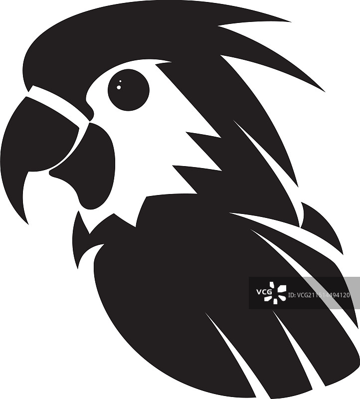黑色动感精致鹦鹉轮廓艺术图片素材