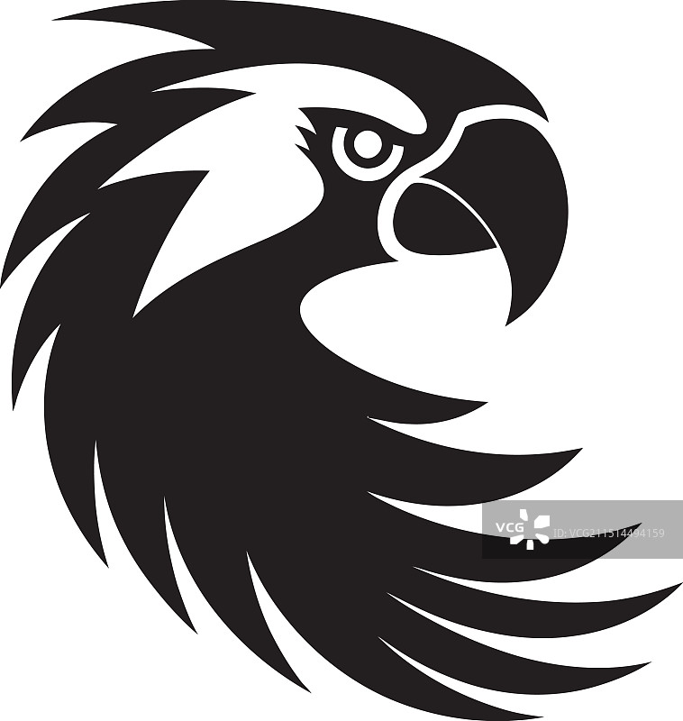 时尚鹦鹉侧面轮廓图形设计图片素材