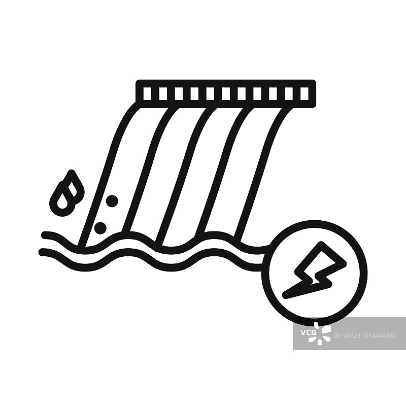 水电站大坝黑色线稿图标图片素材