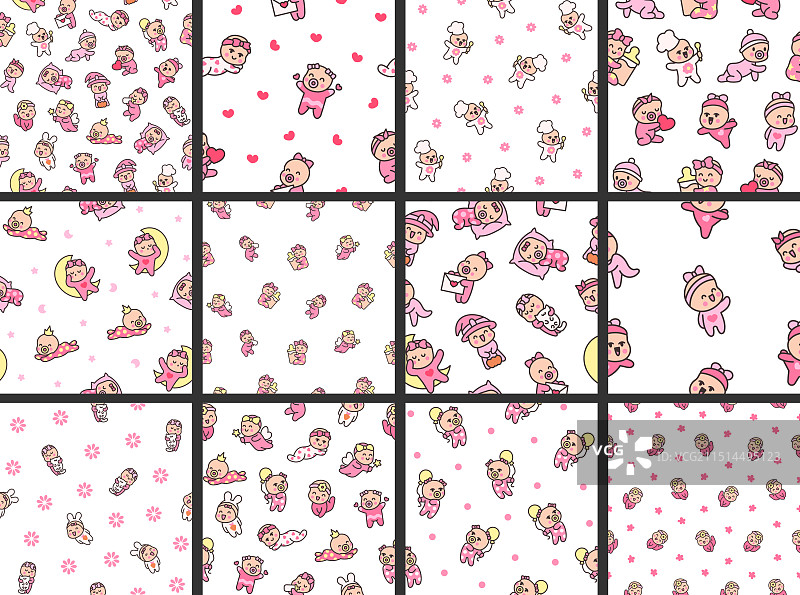 可爱女宝宝无缝图案图片素材