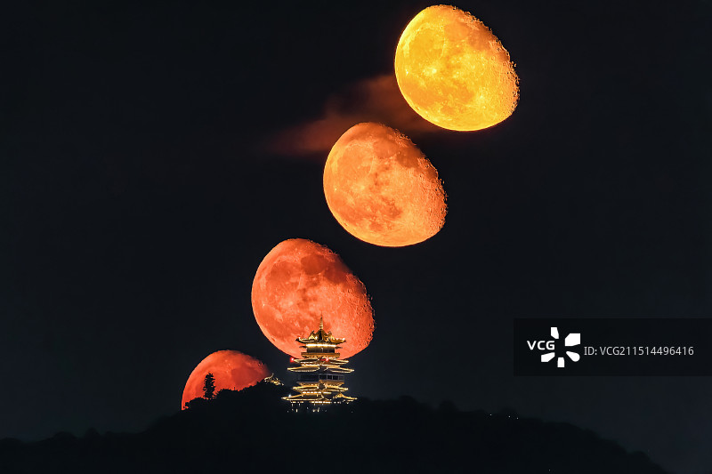 望宸阁月出 悬月图片素材