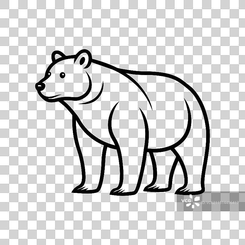 熊图标简约黑白设计图片素材