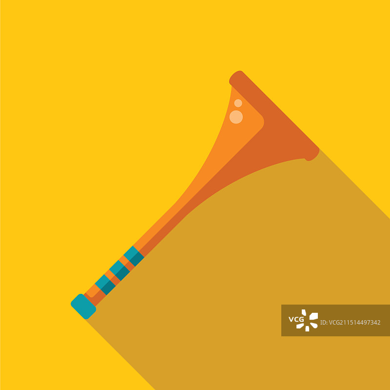 黄色背景上的呜呜祖拉号角声图片素材