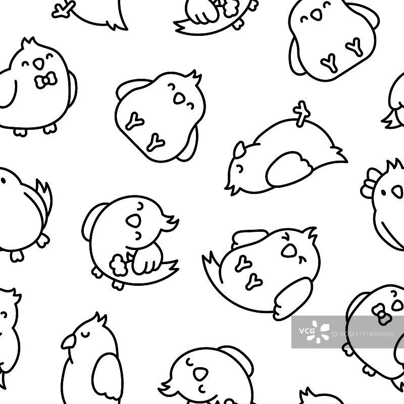 可爱卡通宠物鸟填色页图片素材