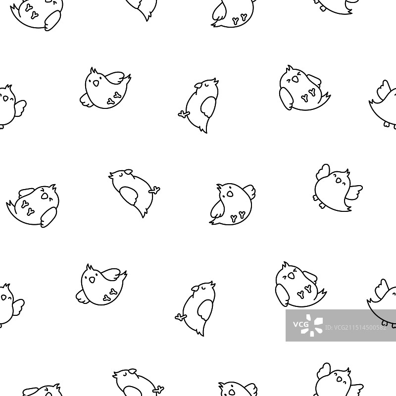 可爱卡通宠物鸟填色页图片素材