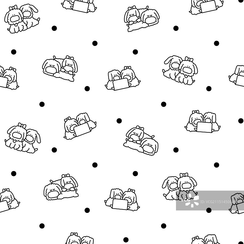 可爱的狗狗情侣友谊涂色页图片素材