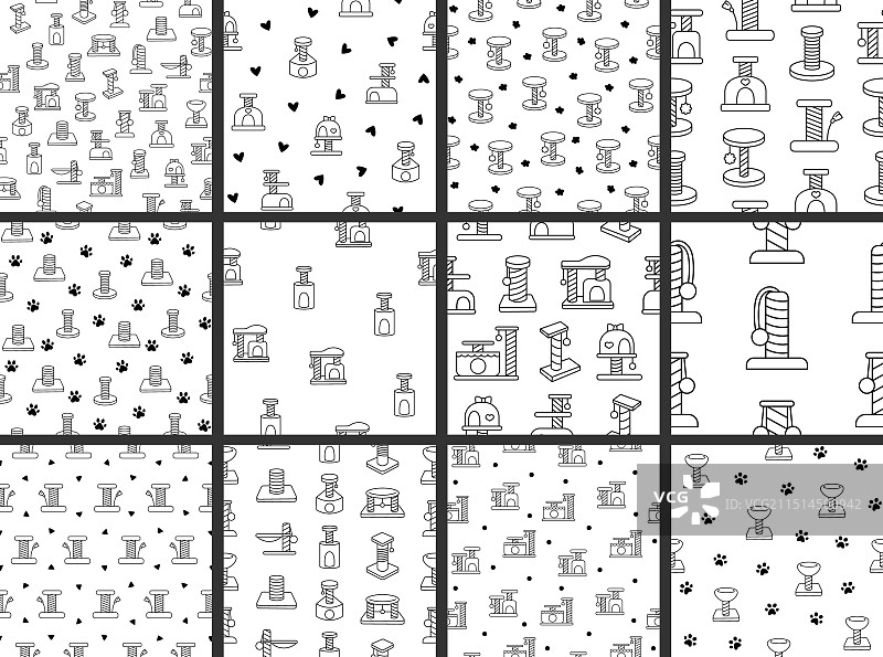 家用猫的猫抓板无缝图案图片素材