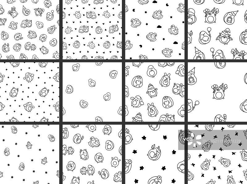 可爱鳄梨涂色页图片素材