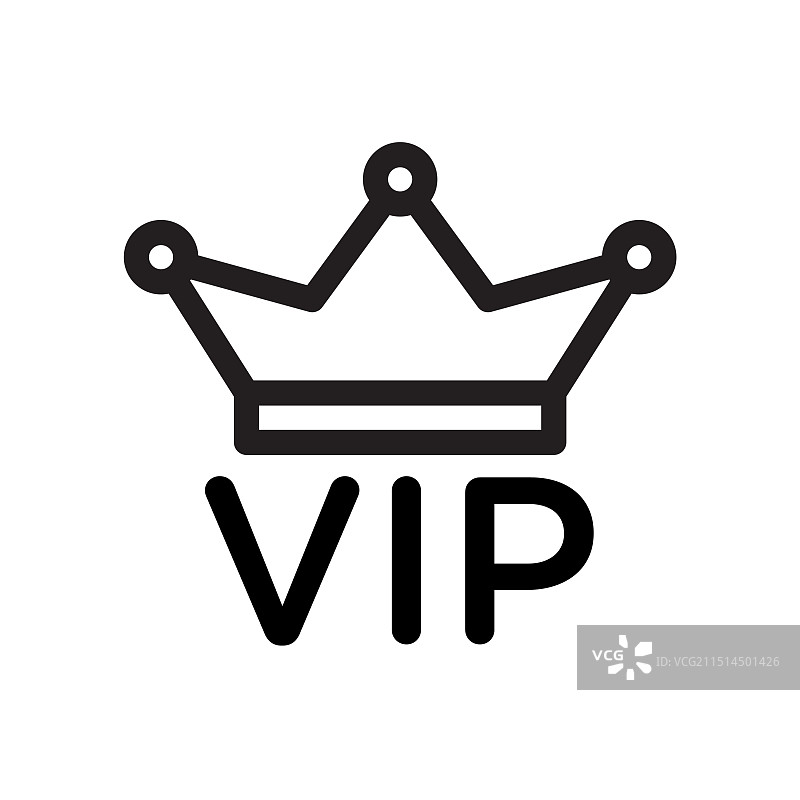 带皇冠图标的VIP文字线性标志图片素材