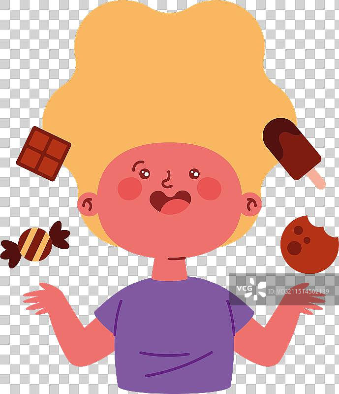 拿着各种巧克力糖果的女孩图片素材