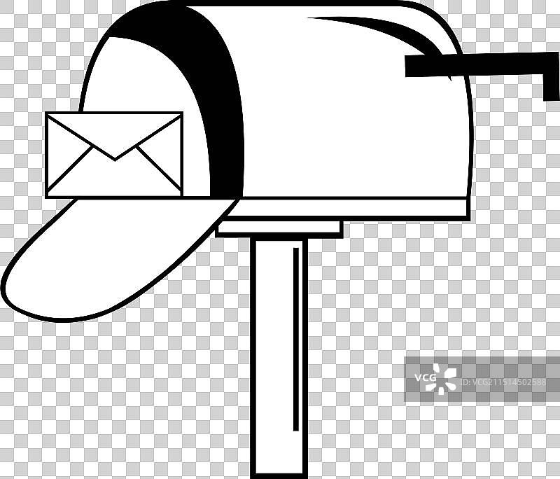 黑白信箱打开邮件图片素材