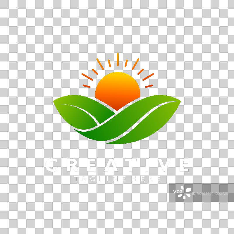 树叶太阳logo符号设计图片素材