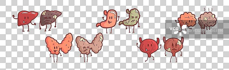 健康与不健康的人体器官图片素材