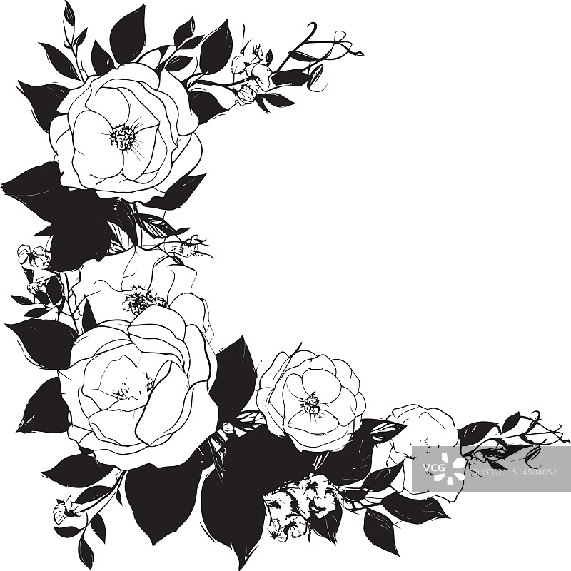 阴影花瓣边框复古玫瑰图片素材