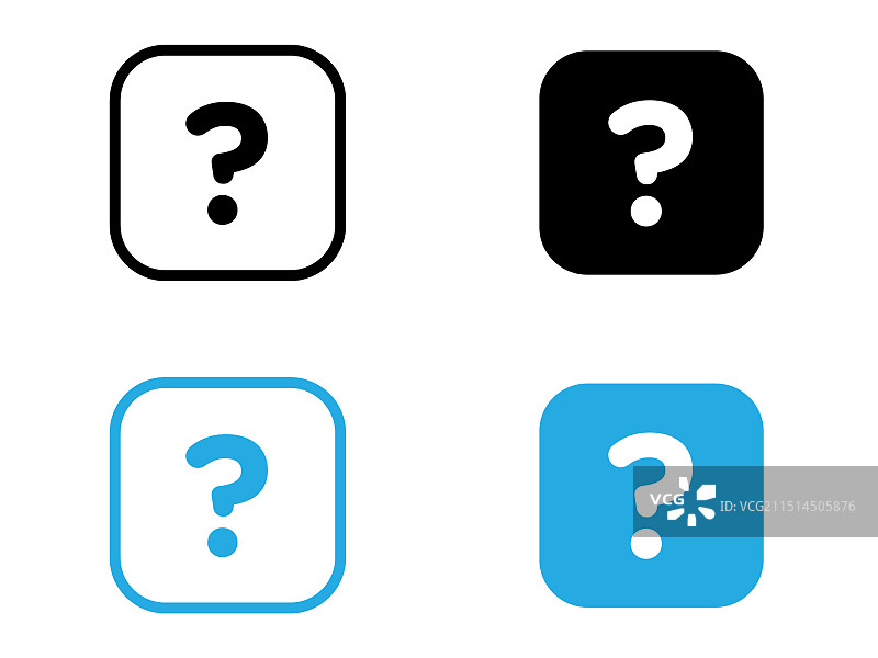 黑白轮廓问号图标图片素材