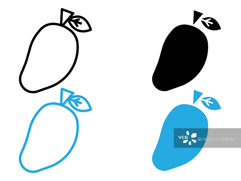 芒果图标黑白轮廓符号图片素材