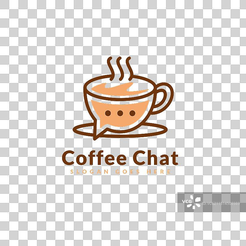 咖啡聊天标志设计，咖啡杯组合图片素材