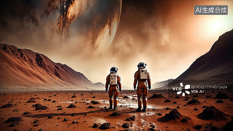 【AI数字艺术】探索外星的宇航员图片素材